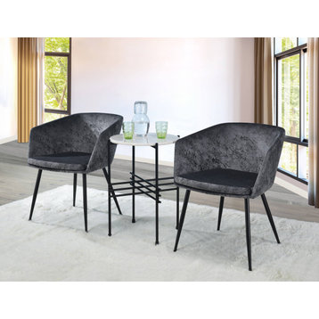 Taigi 3-Piece Pack Chair and Table, Gray Velvet and Black
