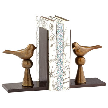 Birds And Books in Antique Brass