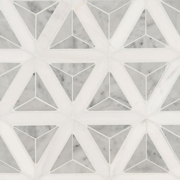 MSI SMOT-FACEP 12" x 9-1/4" Square Triangle Mosaic Backsplash - Carrara White