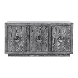 Worlds Away Bailey Black Oak Polished Nickel Door Cabinet - Front Doors