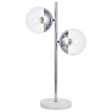Eclipse 2-Light Table Lamp, Chrome With Clear Glass