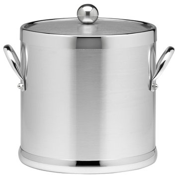 Kraftware Brushed Chrome Ice Bucket with Side Handles