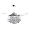 42 in Chrome Ceiling Fan with Remote Control, Warm Light , Retractable Blades