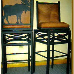 Wilderness Bar Chair with Leather Back - Bar Stools And Counter Stools