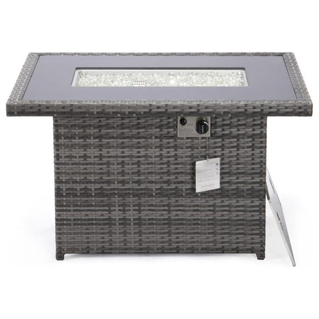 Mace Wicker Patio Modern Propane Fire Pit Table
