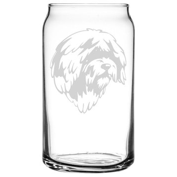 Spanish Water Dog Themed Etched All Purpose 16oz. Libbey Can Glass