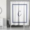Navy and White Monogrammed Shower Curtain, C