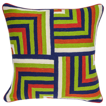 Handmade Tauri Transitional Multicolored Pillow Cover With Poly Insert