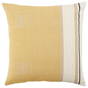 Vibe by Jaipur Living Parvati Yellow and Light Taupe Tribal Down Pillow 22"
