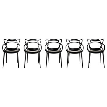Masters Stackable Modern Dining Chair, Set of 4, Black