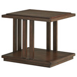Lexington - Alvarado Rectangular End Table - The Alvarado end table showcases clean architectural lines for a fresh transitional look. The end table features a straight cathedral pattern of Walnut veneer and a lower shelf.