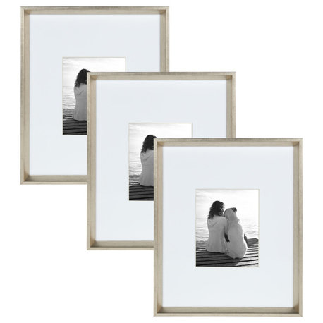 Calter 16x20 matted to 8x10 Wall Picture Frame, Set of 3, Silver