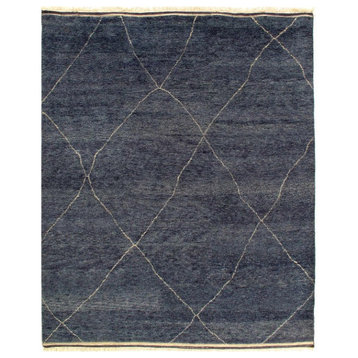 Navy Blue Hand Knotted Moroccon Design 8'3''x9'9''