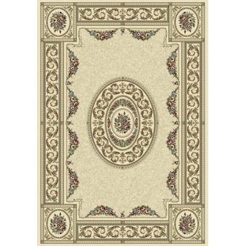 Dynamic Rugs Ancient Garden 57226-6464 Rug 6'7"x9'6" Oval Ivory/Blue Rug