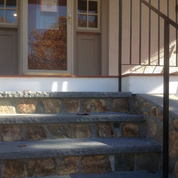 Natural Stone Front Entry: Retaining Wall & Steps