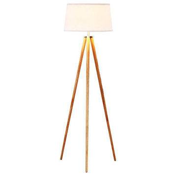 LED Tripod Floor Lamp Modern Design Wood Mid Century Style Lighting