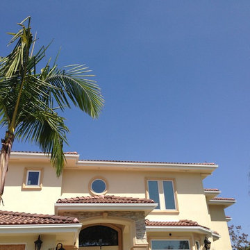 Box Gutters on Custom Home with Tile Roof, Walnut California