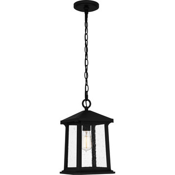 Satterfield One Light Outdoor Hanging Lantern in Matte Black