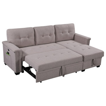 Nathan Reversible Sleeper Sectional Sofa, Light Gray