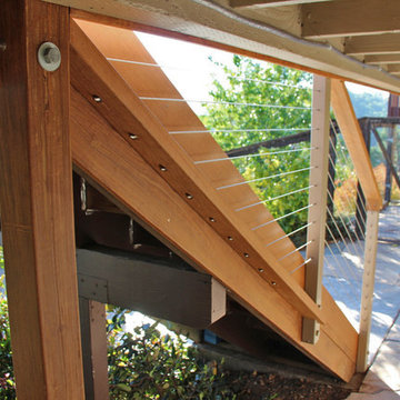 Cable Railing w/ Clay Aluminum Posts for Two-Story Deck System in Novato, CA