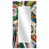 "Rock Star I" Rectangular Beveled Mirror on Printed Abstract Tempered Art Glass