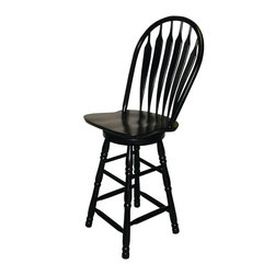 Sunset Trading - 30 in. Swivel Barstool Antique Black - Bar Stools And Counter Stools
