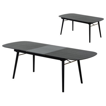 Modrest Addax 71" Modern Solid Wood Extendable Dining Table in Black