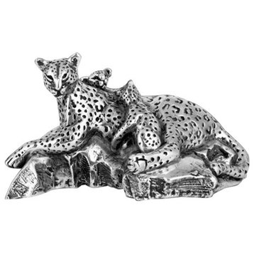 Silver Leopard and Cubs Sculpture A509