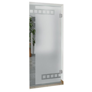 Swing Glass Door, With Tape Design, Semi-Private, 38"x80" Inches, 3/8" (10mm)