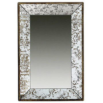 Antique Style Frameless Rectangle Wall Mirror Tray 24"X15"
