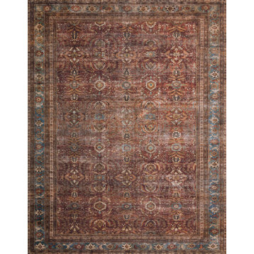 Brick Blue Layla Printed Polyester Area Rug by Loloi II, 7'6"x9'6"