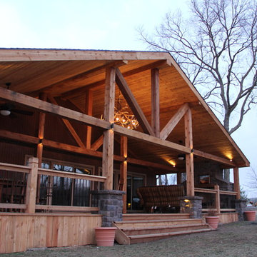 Deck lighting using low voltage under railing LED lights.