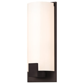 Tangent Square Sconce With White Shade, Dark Bronze