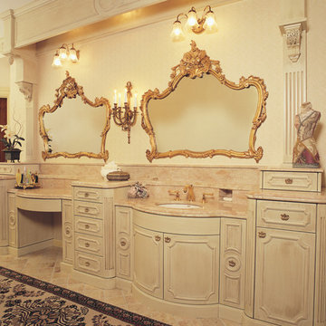 Fancy Glazed Painted Victorian Bathroom Vanity