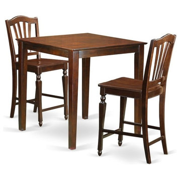 3-Piece Dining Counter Height Set, Pub Table And 2 Dinette Chairs