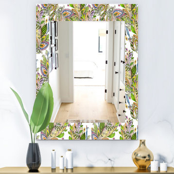 Designart Tropical Mood Foliage 15 Bohemian And Eclectic Frameless Wall Mirror,