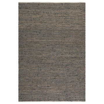 Tobais Area Rug in Rescued Leather And Hemp