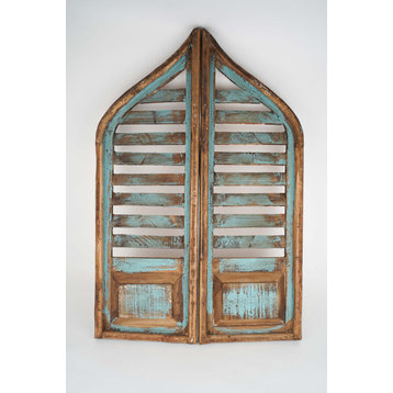 Vintage Inspired Saloon Doors, Pair, 24"x36", Turquoise