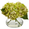 Blooming Hydrangea With Vase, Green