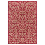 Concord Global - Damask Red, 7'10"x9'10" - Jewel collection is machine-made in Turkey using 100% heat-set polypropelene. These traditional to contemporary rugs will make a colorful addition to any area.