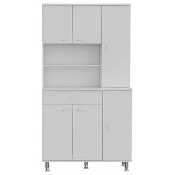 White Pantry Cabinet With Multiple Storage Shelves