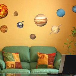 Contemporary Kids Wall Decor Educational Solar System Planets Wall Stickers