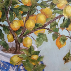 Lemons in Blue Pot, 16 x 20 Oil on Canvas - Paintings