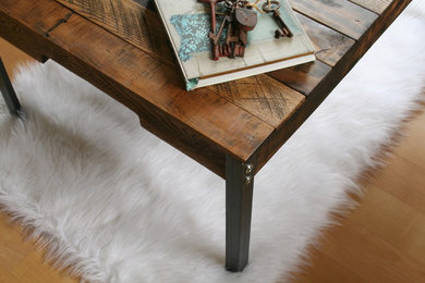 Rustic Industrial Reclaimed Wood Coffee Table Dark Walnut Custom Order Available