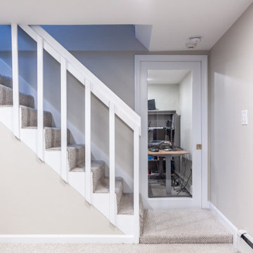 Basement Staircase with Glass Door Office Nook – Middleton MA