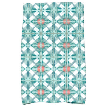 Beach Tile, Geometric Print Hand Towel, Aqua