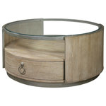 Riverside Furniture - Riverside Furniture Sophie Round Coffee Table - Sophie is a refined glamorous collection. Clean lines and soft rounded corners give this group a light and airy feel while the metallic accents add the perfect finishing touch. Constructed of wire-brushed Oak veneers in our Natural finish.