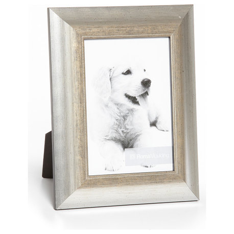 Rubbed Silver Picture Frame, 1-1/2", Easle Back, Traditional, 5 x 7