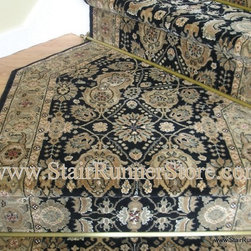 Angled Landing Close-up with Decorative Stair Rods - Hall And Stair Runners