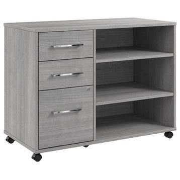 Hustle Office Storage Cabinet with Wheels in Platinum Gray - Engineered Wood